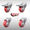 Service Caster 3.5 Inch SS Red Polyurethane Bolt Hole Caster Set with 2 Total Lock Brake SCC SCC-SSBHTTL20S3514-PPUB-RED-2-S-2 - alternate 1
